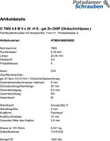 1000 Kreuzschlitz Linsenschrauben DIN 7985 4.8 M5x20 -H DiSP