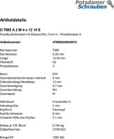 1000 Edelstahl V2A Kreuzschlitz Linsenschrauben DIN 7985...