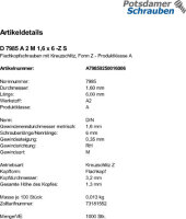 1000 Linsenschrauben DIN 7985 A2 M 1,6 x 6 -Z V2A Niro...