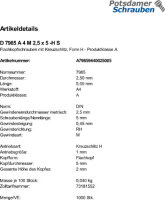 1000 Edelstahl V4A Kreuzschlitz Linsenschrauben DIN 7985...