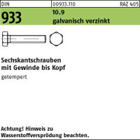 25 Sechskantschrauben DIN 933 10.9 verzinkt M16x140