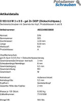 500 Sechskantschrauben DIN 933 8.8 DiSP M3x8