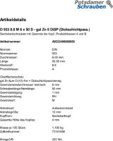200 Sechskantschrauben DIN 933 8.8 DiSP M6x50
