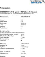 100 Sechskantschrauben DIN 933 8.8 DiSP M10x40