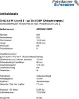 50 Sechskantschrauben DIN 933 8.8 DiSP M12x65