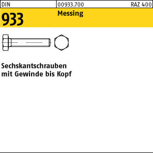 100 Sechskantschrauben DIN 933 Messing M6x8