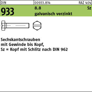 500 Schlitz Sechskantschrauben DIN 933 8.8 verzinkt M6x16