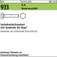 500 Sechskantschrauben DIN 933 8.8 U feuerverzinkt M6x25