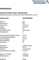 25 Sechskantschrauben DIN 933 8.8 U feuerverzinkt M20x40