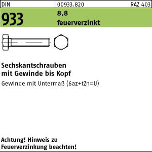 25 Sechskantschrauben DIN 933 8.8 U feuerverzinkt M24x65