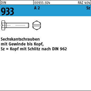 100 Edelstahl V2A Sechskantschrauben DIN 933 A2 M8x30 Schlitz