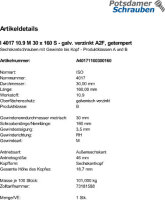 1 Sechskantschrauben ISO 4017 10.9 verzinkt M30x160