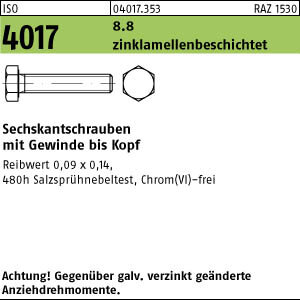 100 Sechskantschrauben ISO 4017 8.8 zinklamellenbeschichtet zinklamellenbeschichtet M10x50