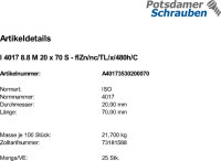 25 Sechskantschrauben ISO 4017 8.8...