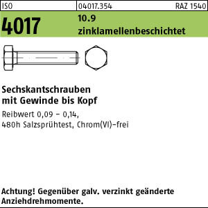 200 Sechskantschrauben ISO 4017 10.9 zinklamellenbeschichtet M6x35