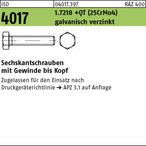 50 Sechskantschrauben ISO 4017 1.7218 +QT M12x70 verzinkt DGRL
