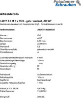 200 Sechskantschrauben ISO 4017 5.6 verzinkt M6x35