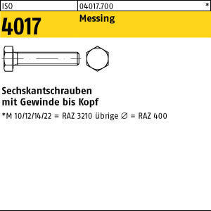 100 Sechskantschrauben ISO 4017 Messing M10x10