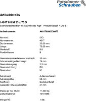 1 Sechskantschrauben ISO 4017 8.8 schwarz M33x75