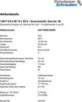 100 Sechskantschrauben ISO 4017 8.8 U M10x55...