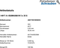 100 Sechskantschrauben ISO 4017 A4 BUMAX88 M5x35 A4-88 Niro Edelstahl