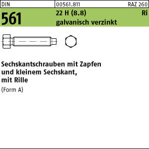100 Sechskantschrauben DIN 561 22H / 8.8 verzinkt AM8x25
