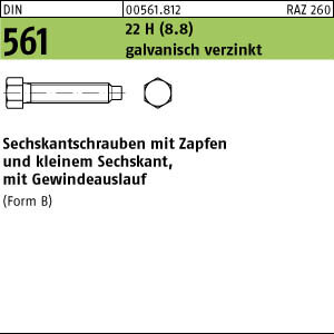 1 Sechskantschrauben DIN 561 22H / 8.8 verzinkt BM20x120