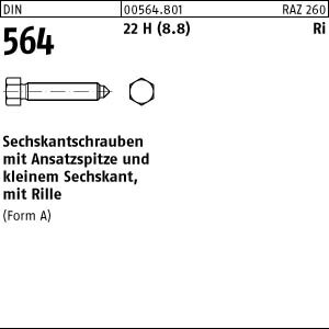 100 Sechskantschrauben DIN 564 22H / 8.8 Stahl AM6x20