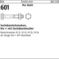 10 Sechskantschrauben + Mutter DIN 601 Stahl M22x140