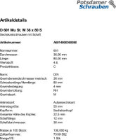1 Sechskantschrauben + Mutter DIN 601 Stahl M36x80