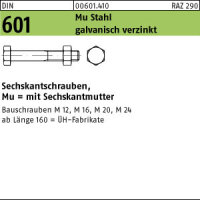 25 Sechskantschrauben + Mutter DIN 601 verzinkt M10x220