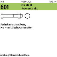 50 Sechskantschrauben + Mutter DIN 601 feuerverzinkt M16x50