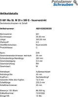 10 Sechskantschrauben + Mutter DIN 601 feuerverzinkt M20x300