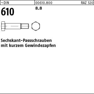 25 Sechskant Passschrauben DIN 610 8.8 M8x80 Stahl
