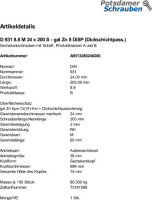 1 Sechskantschrauben DIN 931 8.8 M24x200 8 DiSP