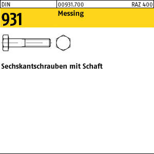 100 Sechskantschrauben DIN 931 Messing M8x60
