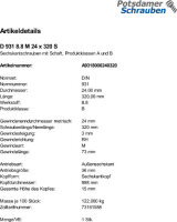 1 Sechskantschrauben DIN 931 8.8 schwarz M24x320