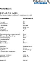 200 Edelstahl V4A Sechskantschrauben DIN 931 A4 - 70 M6x30