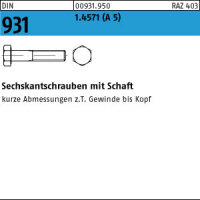 1 Sechskantschrauben DIN 931 1.4571 M16x100 A5 Niro...