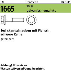 500 Sechskantschrauben EN 1665 10.9 M6x16 verzinkt