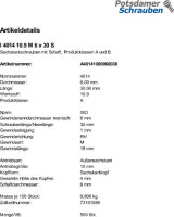 500 Sechskantschrauben ISO 4014 10.9 schwarz M6x30