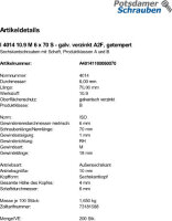 200 Sechskantschrauben ISO 4014 10.9 verzinkt M6x70
