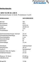 10 Sechskantschrauben ISO 4014 12.9 schwarz M24x220