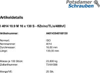 25 Sechskantschrauben ISO 4014 10.9...