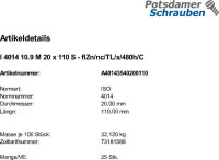 25 Sechskantschrauben ISO 4014 10.9...