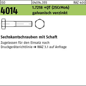 25 Sechskantschrauben ISO 4014 1.7218 +QT M16x160 verzinkt DGRL