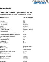 100 Sechskantschrauben ISO 4014 5.6 verzinkt M10x65