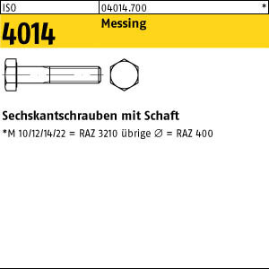 100 Sechskantschrauben ISO 4014 Messing M8x40 Ms