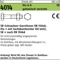 100 Sechskant Schrauben Garnituren SB ISO 4014 8.8 CE Mu...