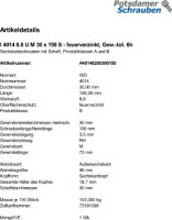 1 Sechskantschrauben ISO 4014 8.8 U M30x150 feuerverzinkt
